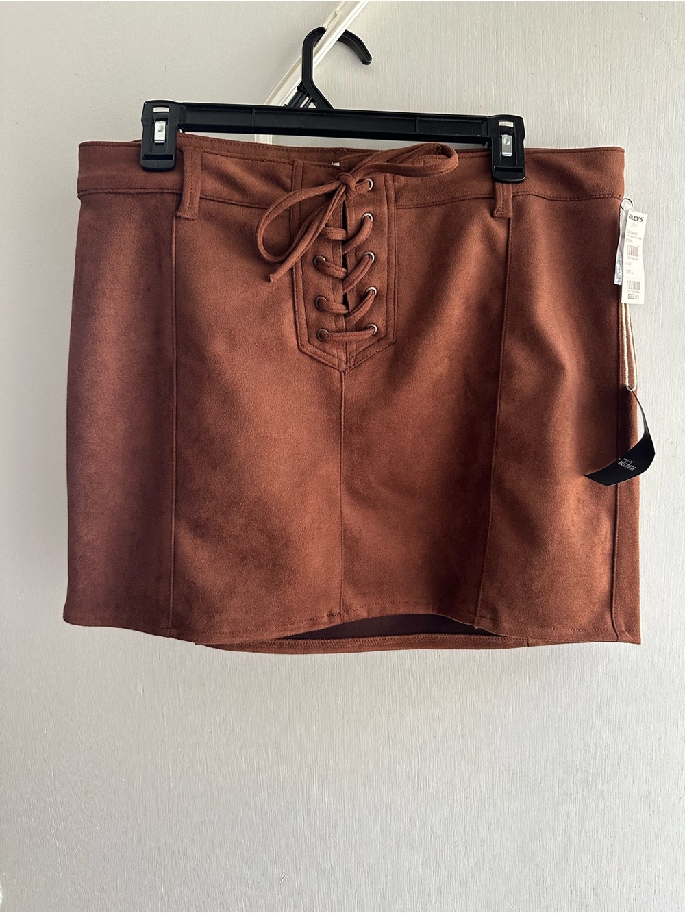 West of Melrose Faux Suede Lace Up Mini Skirt Brown Tilly’s NWT Western s-LARGE